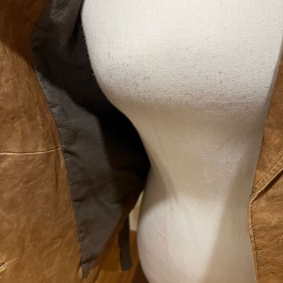 Helmut Lang tan distressed vintage leather blazer size small - Picture 6 of 13